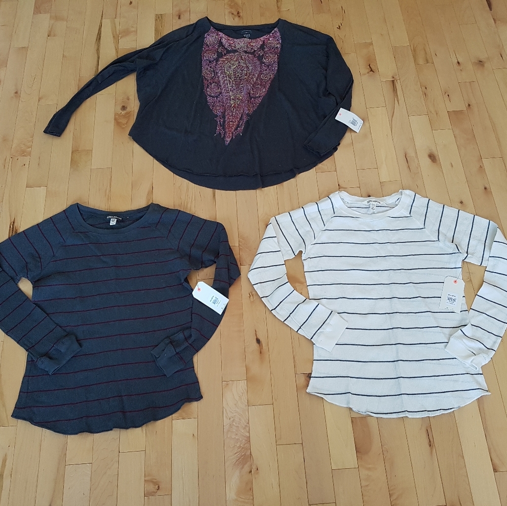 3 NEW Billabong long sleeve tops